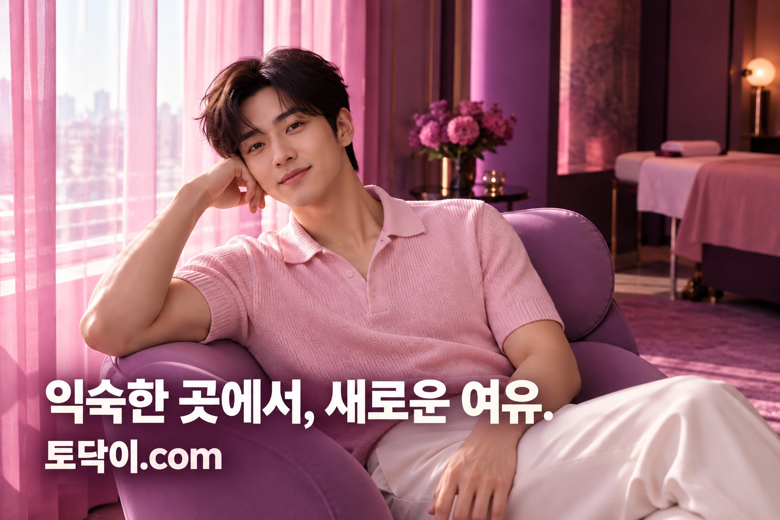 휴식의 분위기를 담은 브랜드 연출 남성 모델