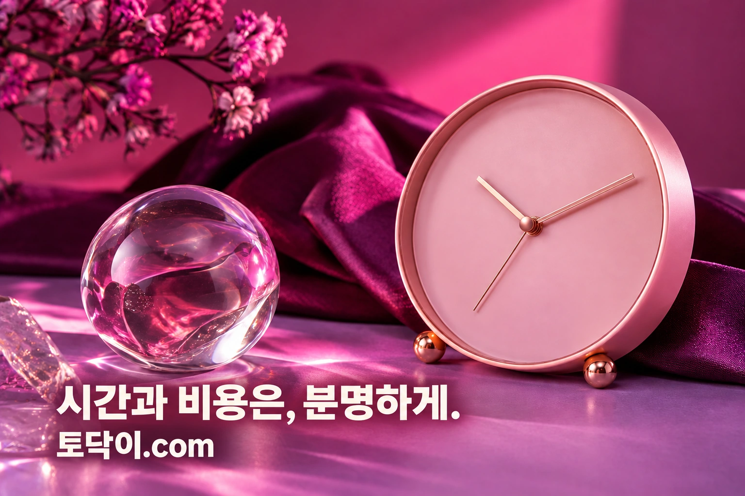 예약 시간을 상징하는 시계 브랜드 연출 정물