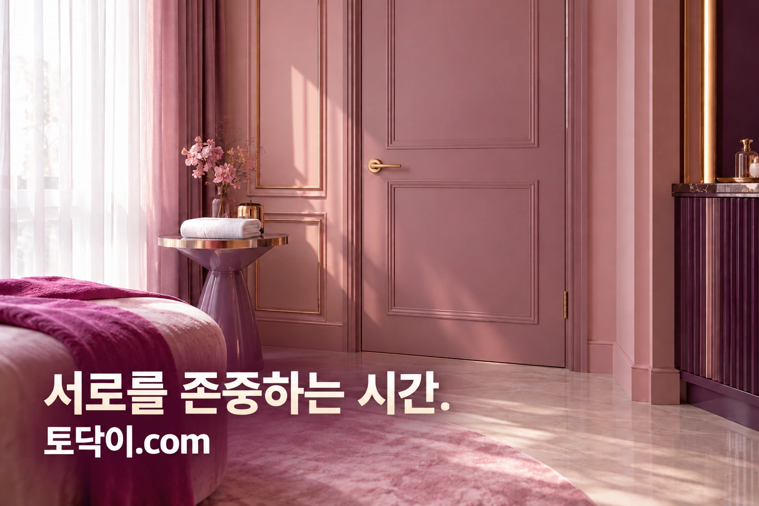 프라이빗한 공간의 문을 담은 브랜드 연출 실내 이미지