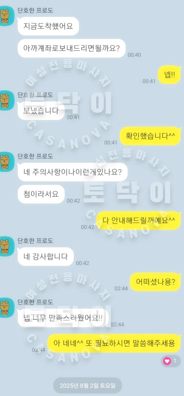 토닥이 C코스 카톡 후기 사진 17 - 상담 화면 사례