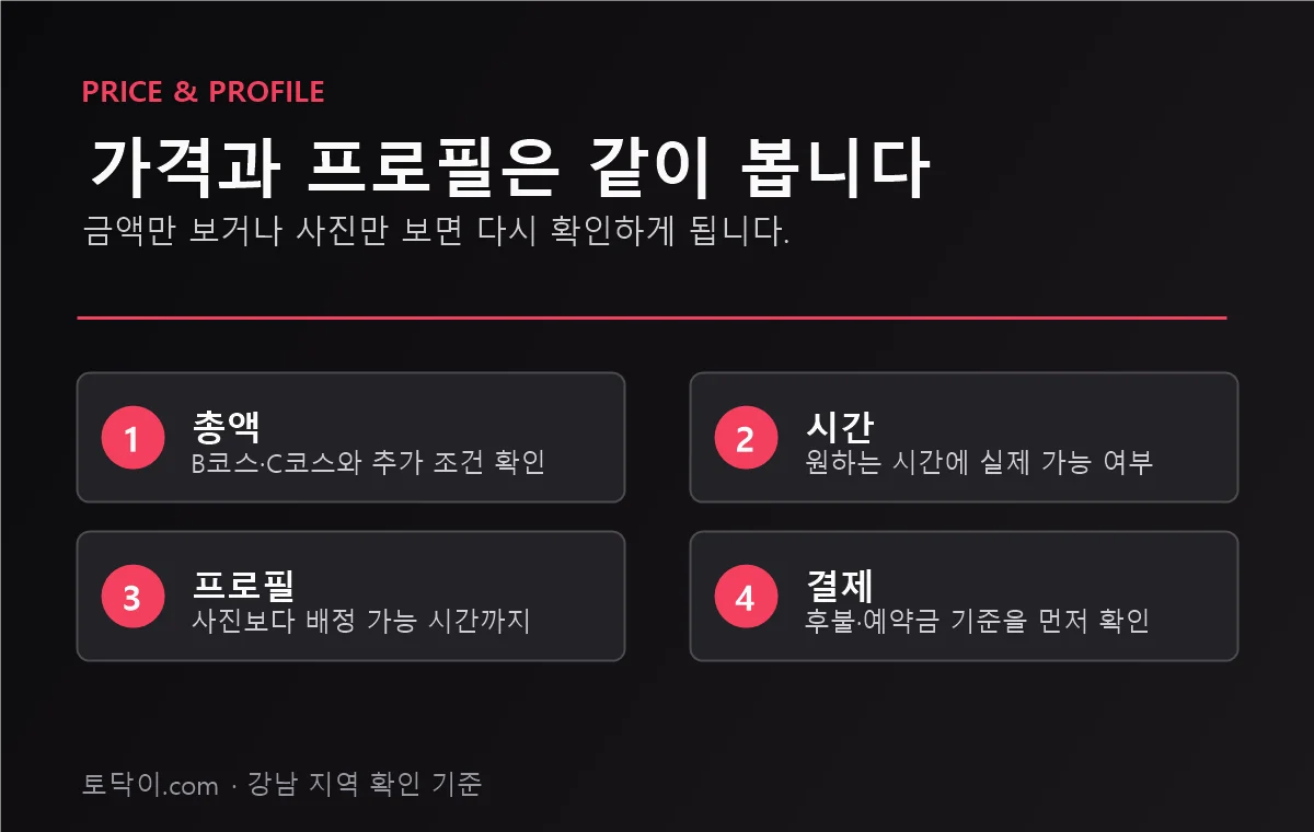 강남토닥이 가격 프로필 후불 결제 확인 순서